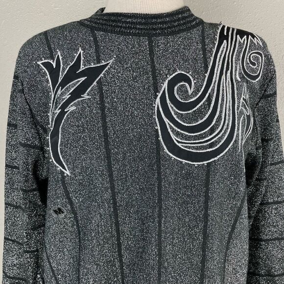 NWOT Terazzo Black and Metallic Silver Top Size M - Picture 2 of 7
